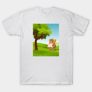 Hiking Bear with a Map Under a Tree T-Shirt